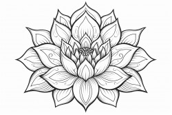 intricate mandala colouring page in the shape of a lotus bloom
