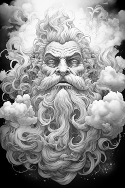 cloudlike smoke made into the face of a greak god