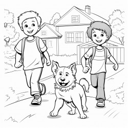 kids and dog