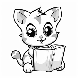 nonoline kitty cat reading a book bold lines
