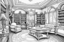 art neuveau style library interrior