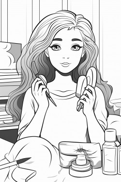 young teenage girl doing self care cartoon aesthetic