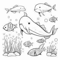 narwhal with other sea creatures