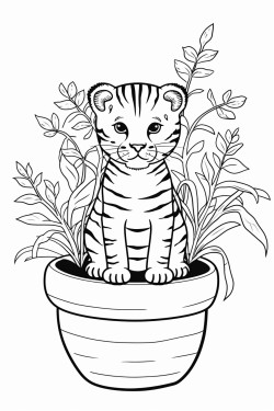 tigre dans lespace avec des plantes
