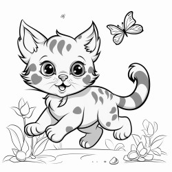 a playful kitten chasing butterflies