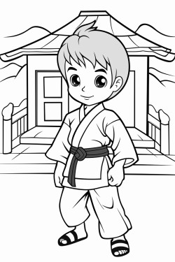 un enfant pratiquant le karat dans un dojo japonais