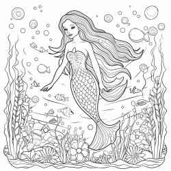 rainbow mermaid underwater scene