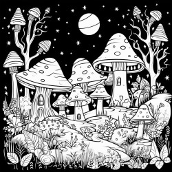 a magical forest with glowing mushrooms fireflies and mysterious creatures