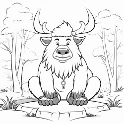 a yak meditating in the forest
