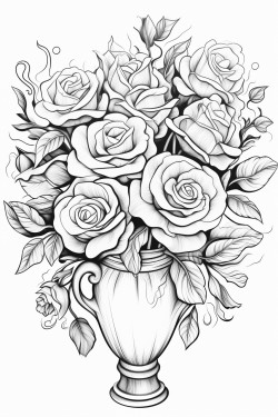 a vase of roses