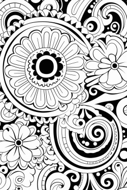 a cute peaceful paisleys coloring bookvector white background black and white black drawing coloring page