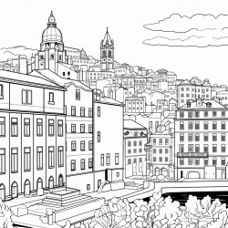 create a coloring page of lisbon city