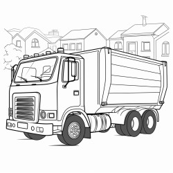 happy garbage truck and bins