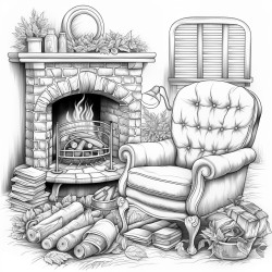 a rocking chair by a cozy fireplace