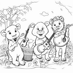 zoo animals playing musical instruments