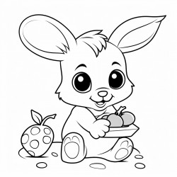 bunny eats strawberry