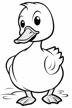 create a picture for my coloring book that features a cute duck with a light background