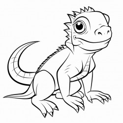 cute and simple iguana with bold lines