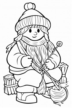 dwarf woman knitting with knitting needles
