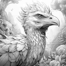 feathered beast in nature on another planet