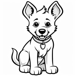 cute german shepherd puppy coloring book style black and white outlines