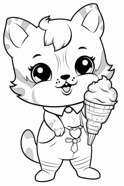 kitten eats ice cream