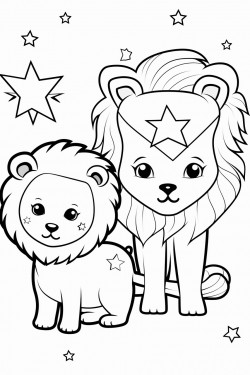 unicorn and lion with stars