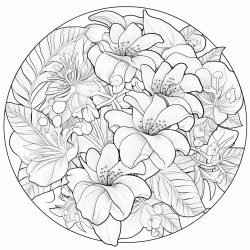 tropical flowers in a circular composition