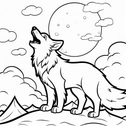 a wolf howling at the moon
