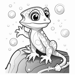a gecko with a galaxypatterned skin clinging to a meteor