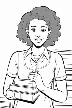 beautiful african american female high school student smiling and holding her books