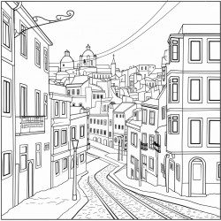 create a coloring page of lisbon city
