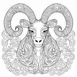 prompt ibex with mandala patterns thick black outlie detailed
