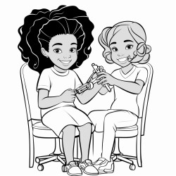 black girl as a hairdresser with a client in the chair