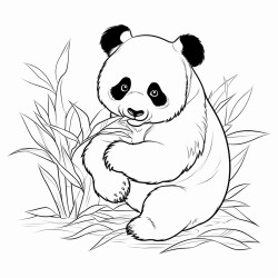 panda zjada liscie
