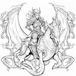 medieval knight riding a dragon