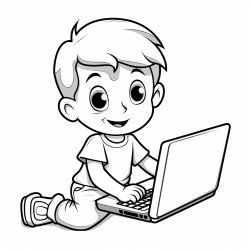 dibuja a un chico mirando a su laptop