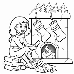making stockings to pyt on the fireplace