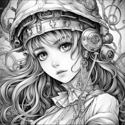 anime girl dark goth steampunk