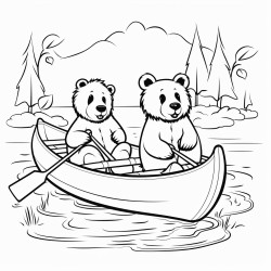 beaver moose bear in a boat