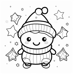 cozy christmas cute coloring book page no colors bold lines
