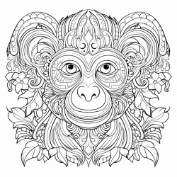 adult coloring book design monkey