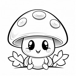 a friendly ladybug sitting on a red mushroom in a sunny meadow coloring book style thick black outlines