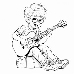 grandson playing guitar