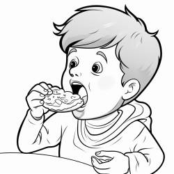a child licking food off their face
