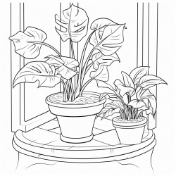 philodendron billietiae on a tabletop next to a window