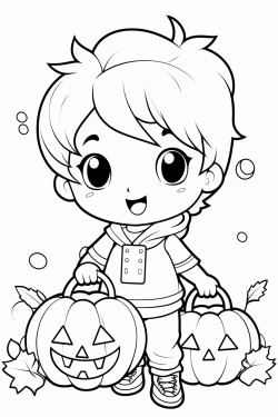 cute pumpkin collecting sweets