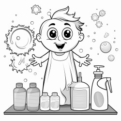 school readiness coloring that includes written label of preschool germ theme