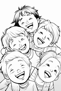 2 boys and 6 girls teens having fun