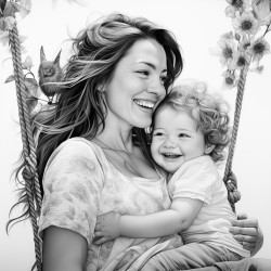 woman holding an infant while on a swing set